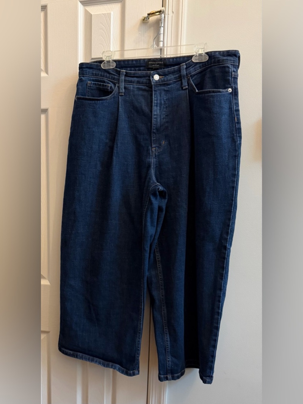 Banana Republic High Rise Pleated Wide Leg Crop Jeans - Picture 2 of 4